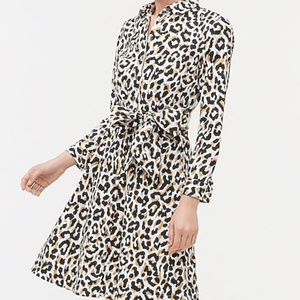 J. Crew Factory Leopard tie-waist shirtdress